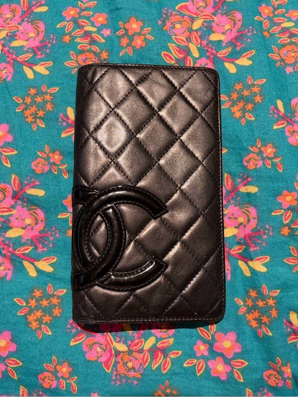 CHANEL Quilted Cambon Long Wallet with Hot Pink Interior
